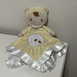 Douglas Baby Lil' Snugglers Security Blanket Yellow Doll Bear Bees Lovey Satin